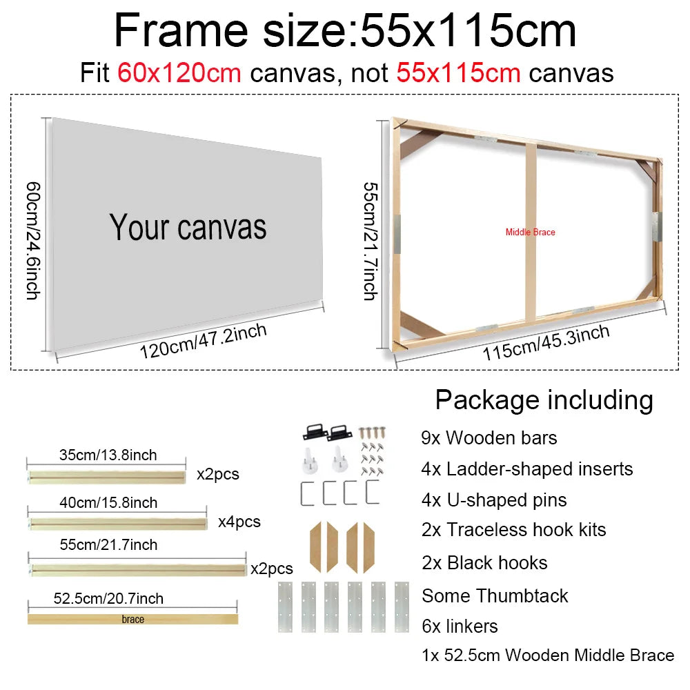 24 Sizes Large Wall Canvas Frame Wooden Frames Wooden