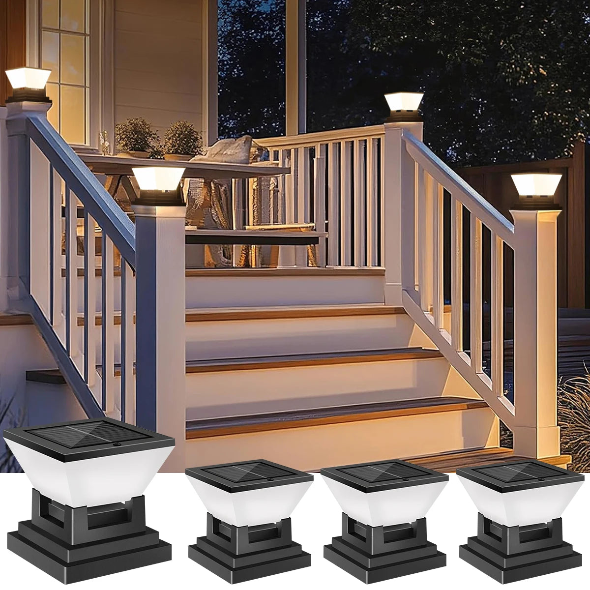 Solar Column Light Auto Night On Day Off 3 Colors IP65 Waterproof