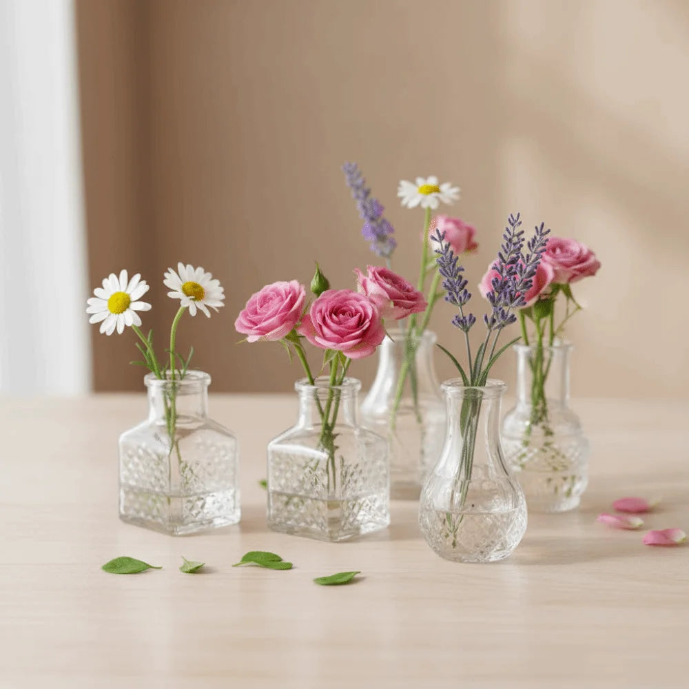 Mini Glass Bud Vase Set of 10