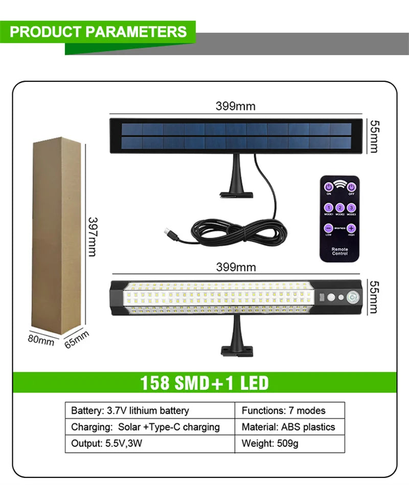 Solar Lights Outdoor Motion Sensor 158LED Flood Lights with Remote