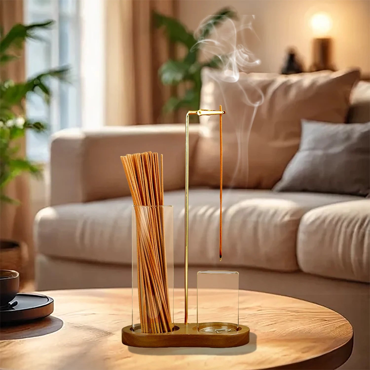 2 in 1 Incense Stick Holder with Glass Ash Catcher and Organizer