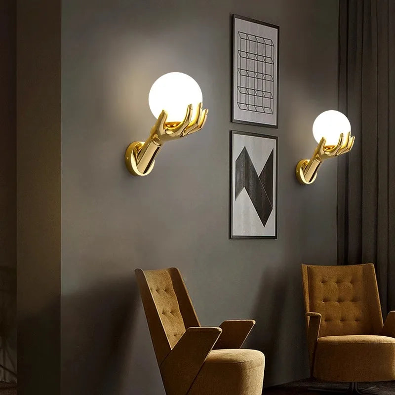 Brass Hand Moon Wall Sconce