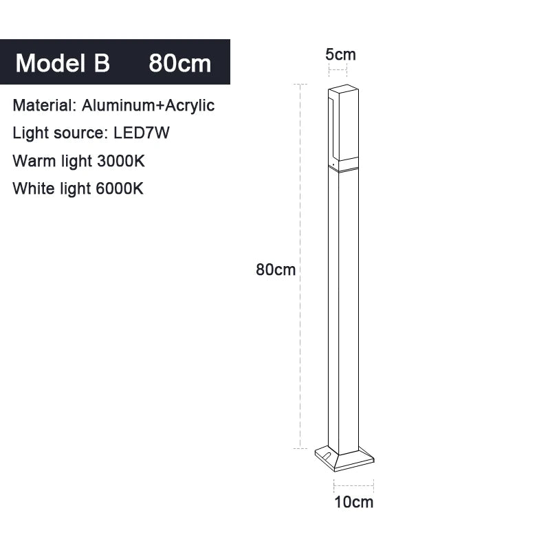Waterproof IP65 Aluminum LED Lawn Bollard Light