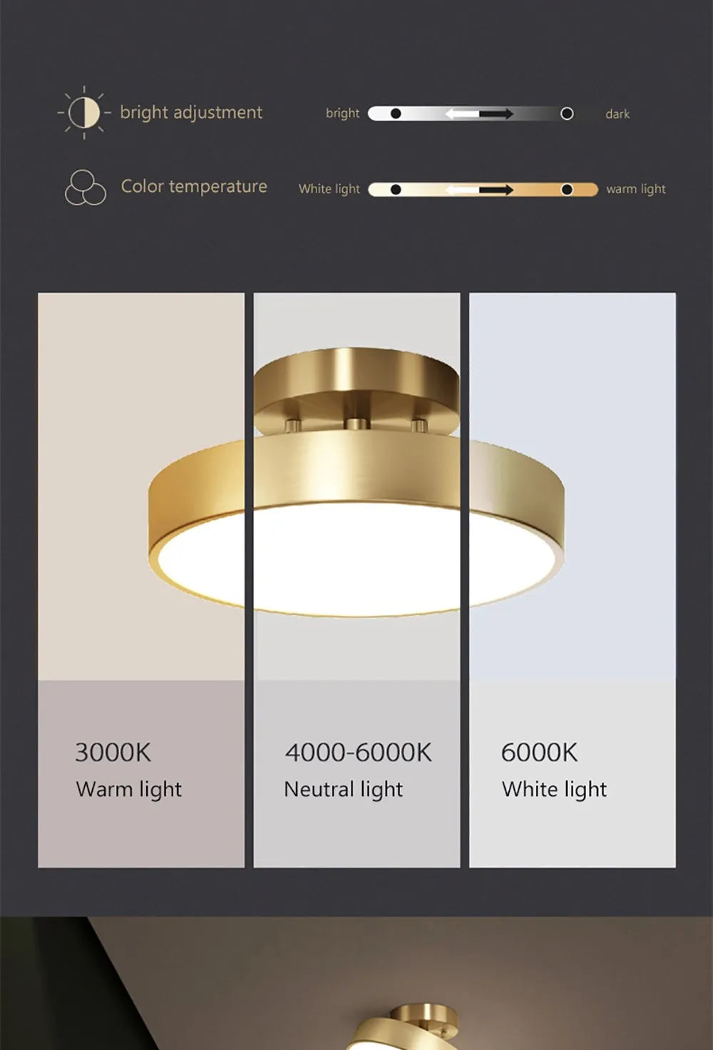 Copper Round LED Ceiling Light