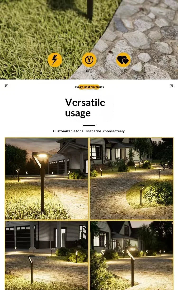 2pc Solar Energy Saving Lamp Super Bright Solar Lawn Lamp Waterproof