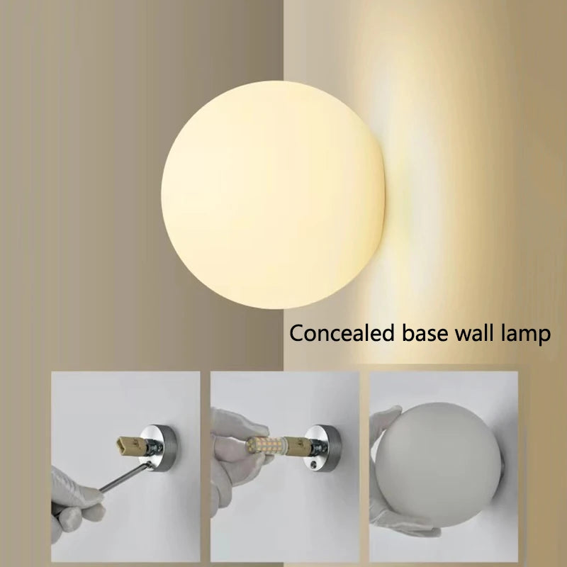 French Bauhaus Glass Ball Wall Lamp