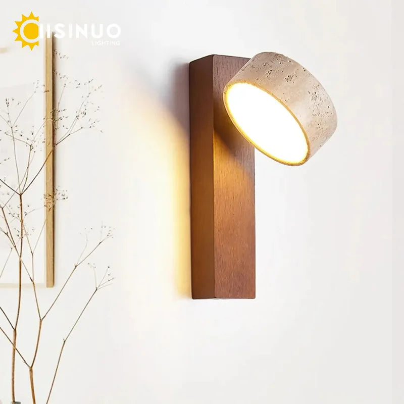 Travertine Stone Pull Chain Wall Lamp