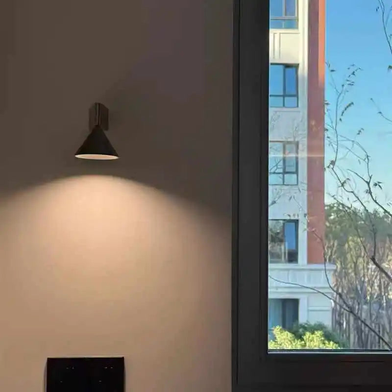 Minimalist Aluminum Cone Bedside Wall Lamp