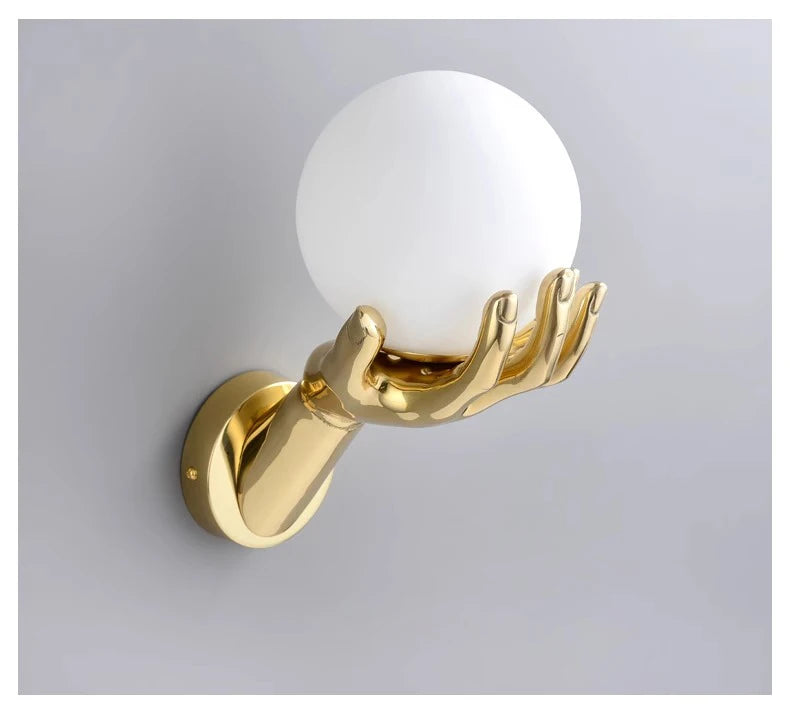 Brass Hand Moon Wall Sconce