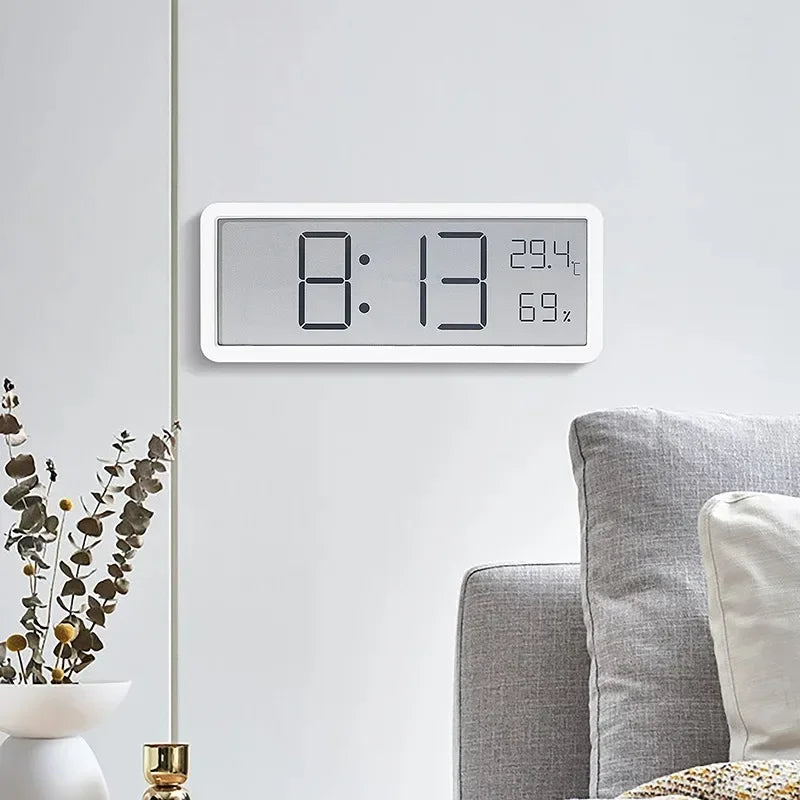 LCD Screen Digital Wall Clock Time Temperature Humidity Time