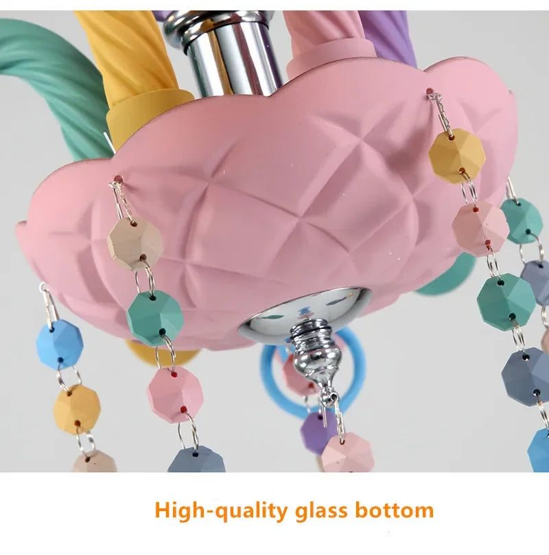 Nordic Macaron European Style Candles Crystal Chandelier for Girls and