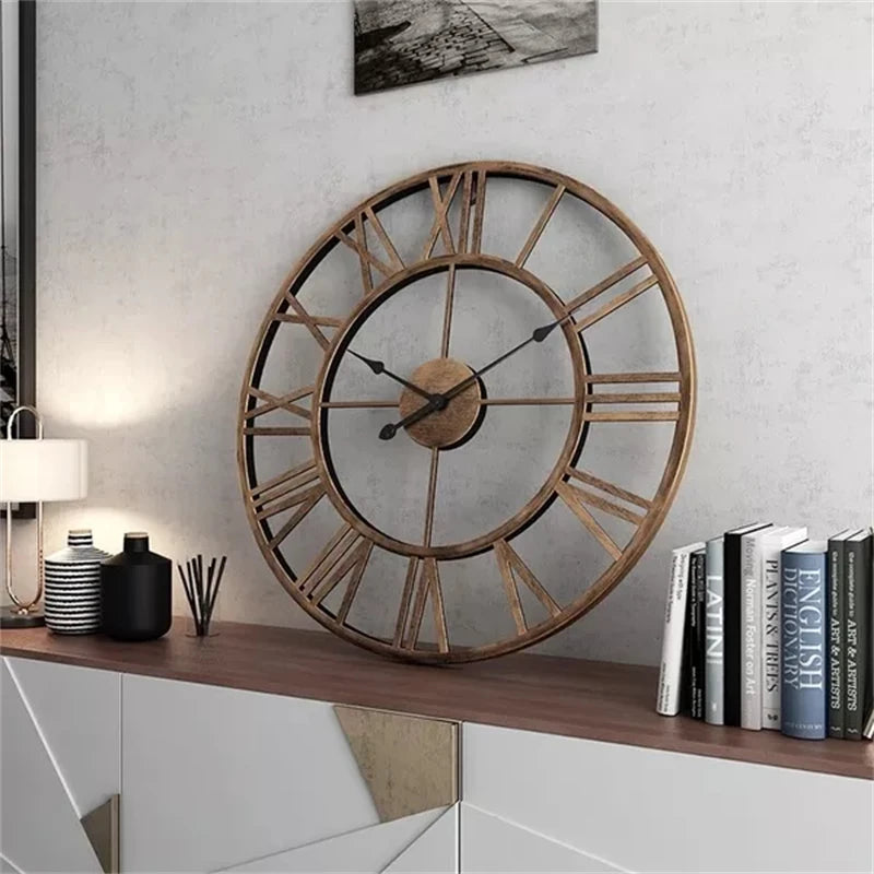3D Roman Numeral Metal Wall Clock