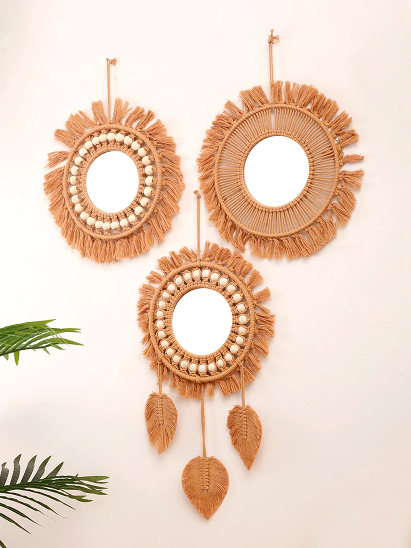 Hand Woven Macrame Round Wall Mirror