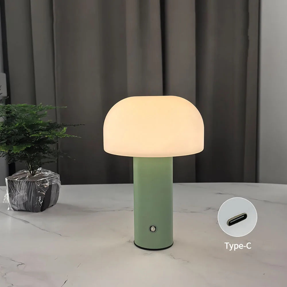 Rechargeable Mushroom Table Lamp, 3 Color Dimming