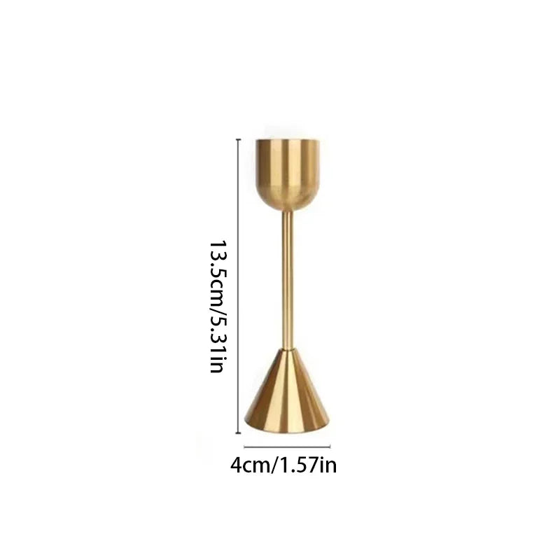 Gold Metal Taper Candlestick Set