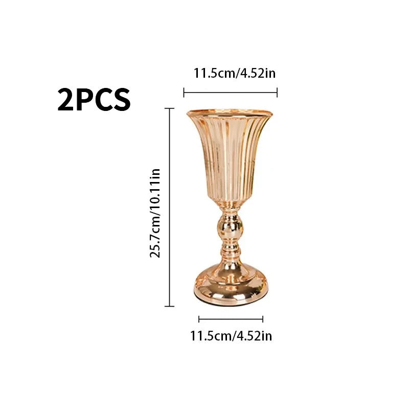 Gold Metal Trumpet Centerpiece Vase