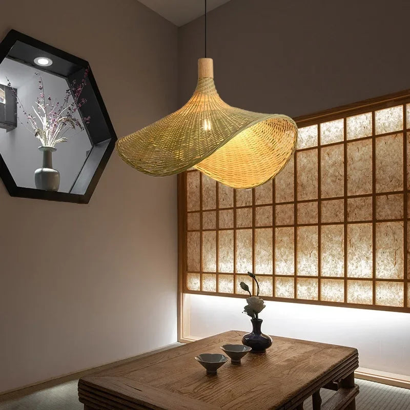 Hand Knitted Bamboo Hanging Lamp