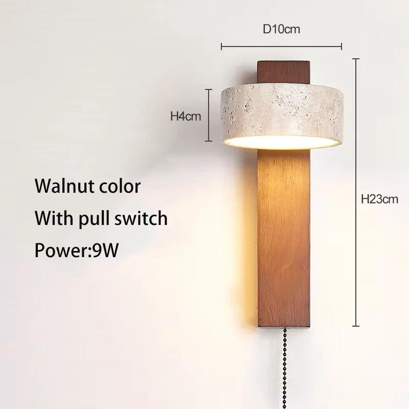 Travertine Stone Pull Chain Wall Lamp