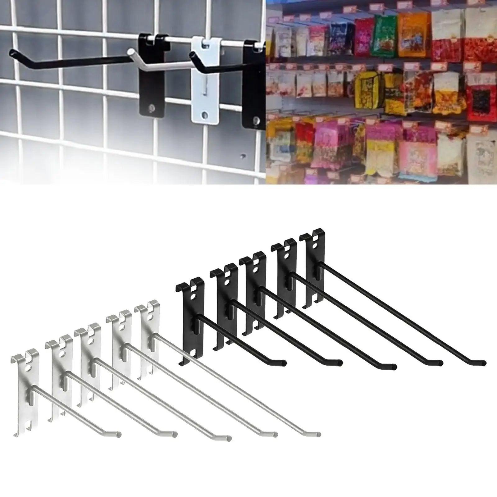 Metal Grid Wall Display Hooks Set of 5