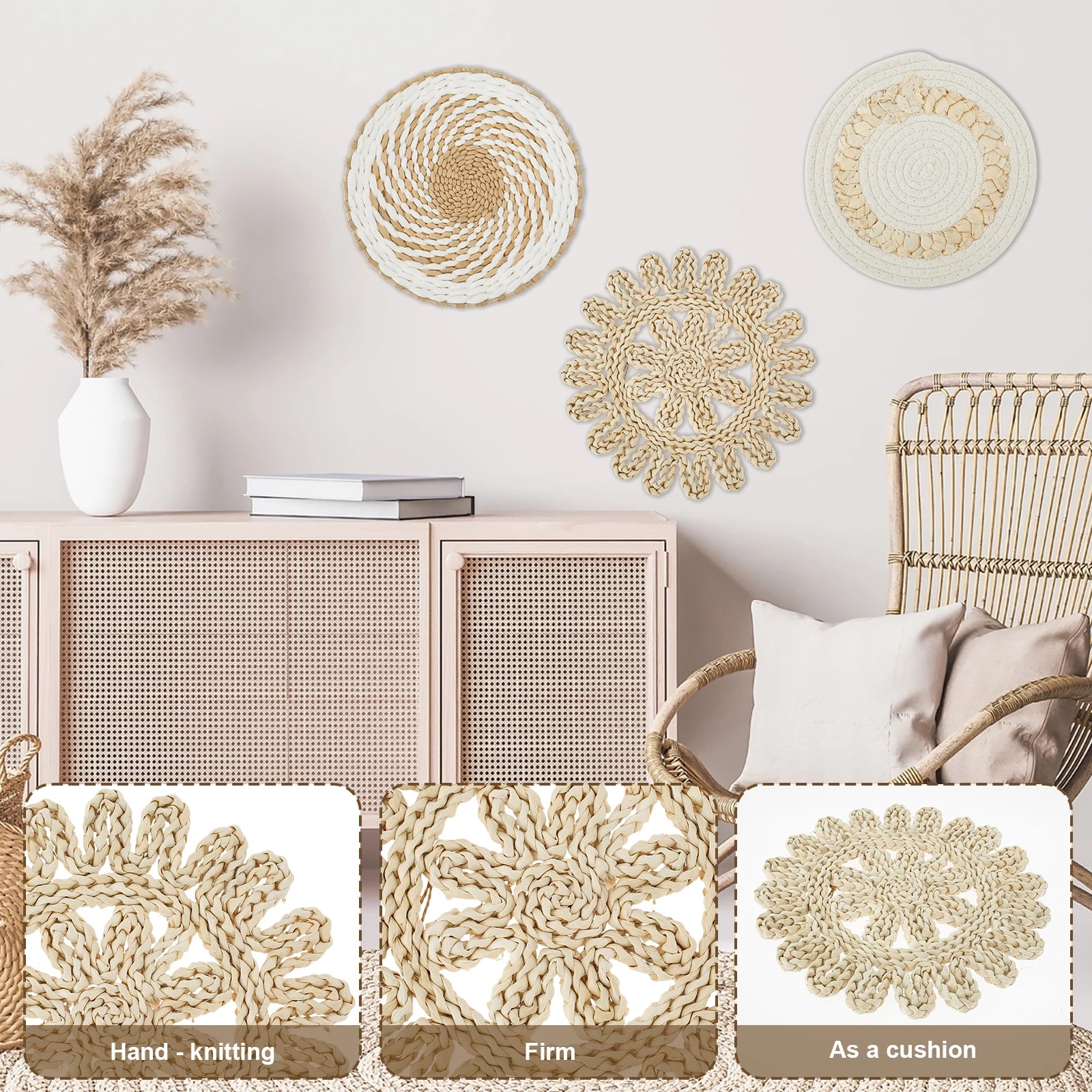 Woven Wall Basket Decor Decorative Rattan Wicker Wall Decor