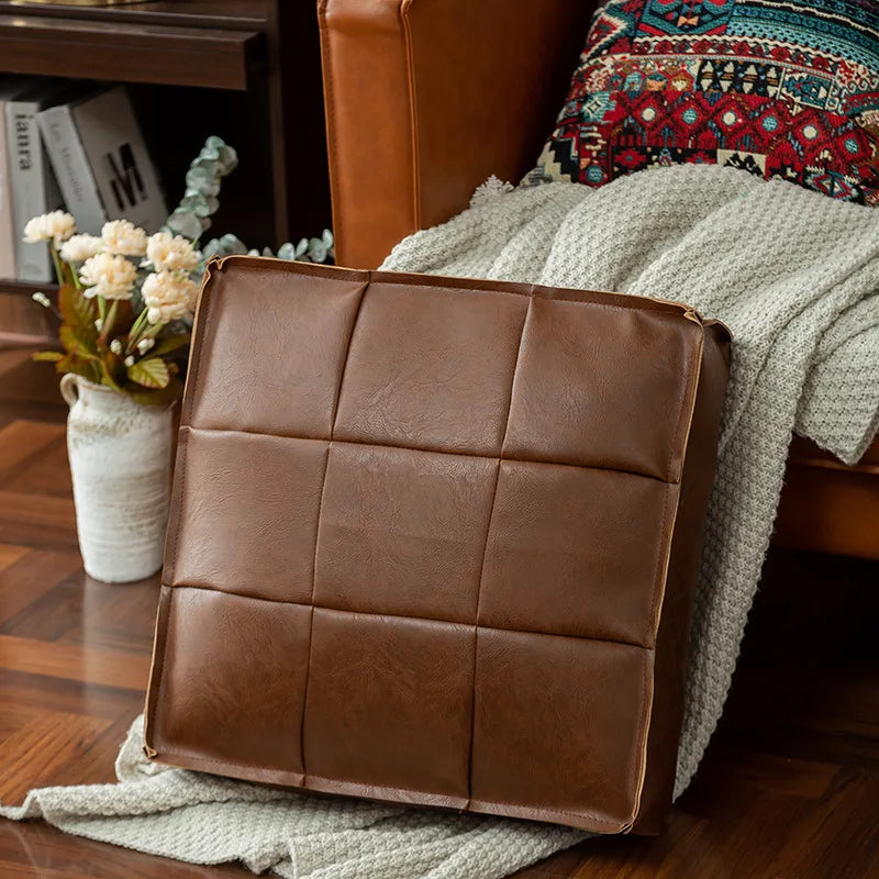 Moroccan Leather Floor Cushion Cover