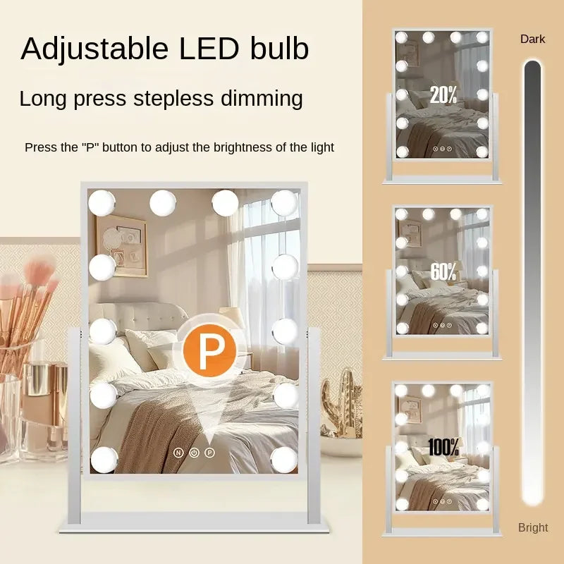 Hollywood Vanity Mirror with 9 LED Bulbs, 360 Rotating