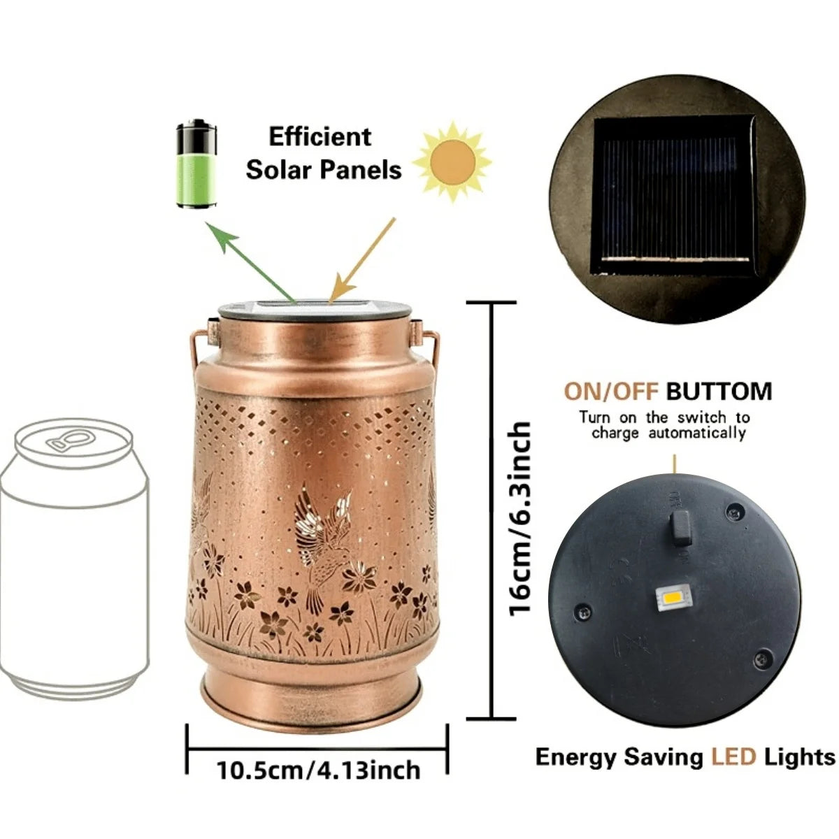 1PC Iron Solar Lantern Outdoor, Solar-Powered Garden Light