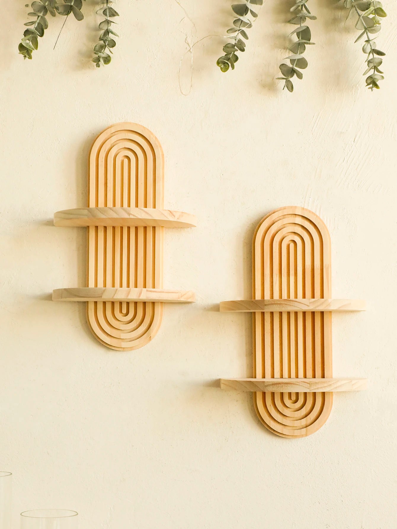Boho Geometric Wooden Wall Shelf