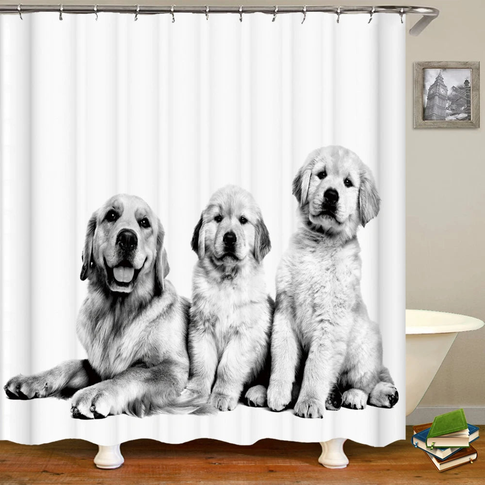 Funny Shower Curtains Bathroom Curtain With Hooks Decor Waterproof Cat