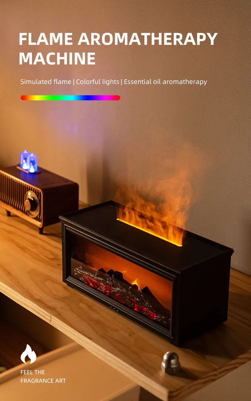 7 colors of essential oil fireplace diffuser mini flame aromatherapy