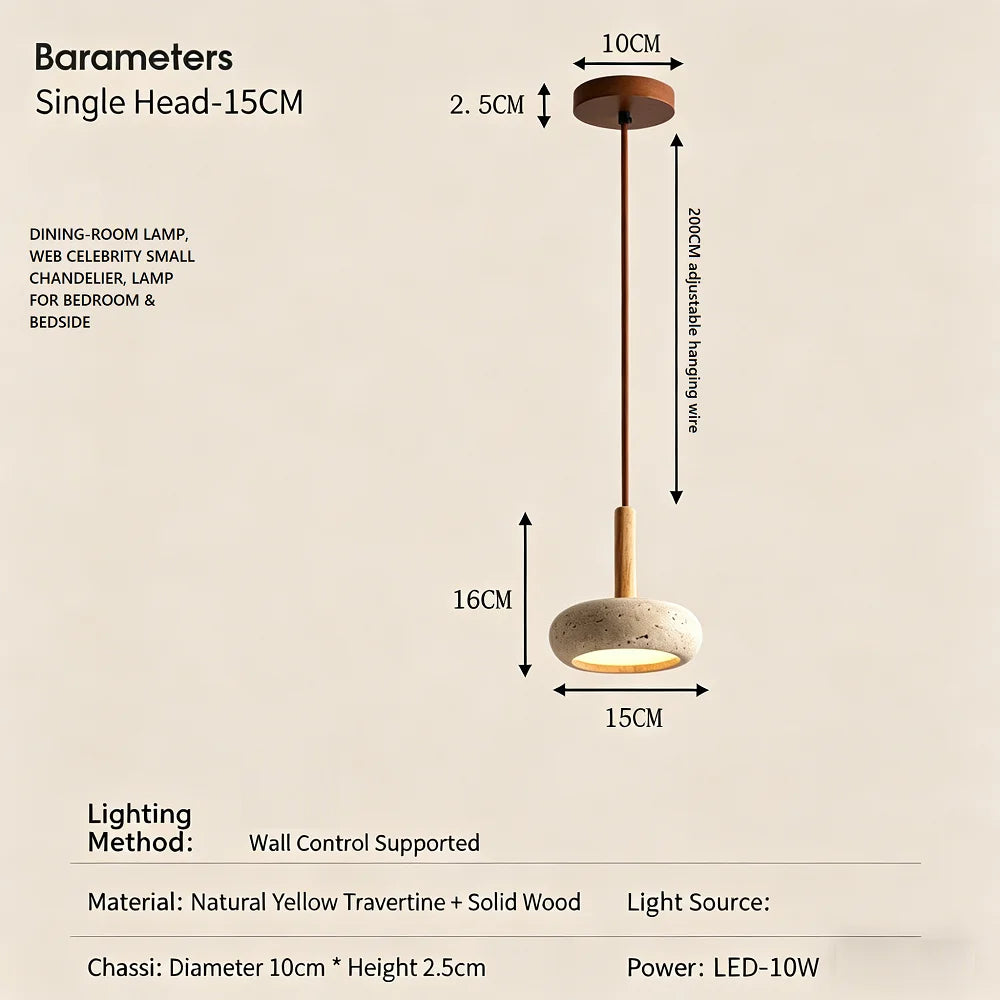 Hot Selling Pendant Lamps Wabi Sabi Circular Yellow Stone Commercial