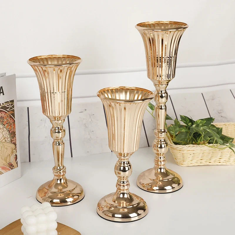 Gold Metal Trumpet Centerpiece Vase