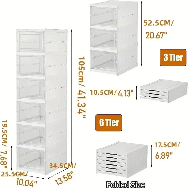 No Assembly Needed Heavy-Duty  PP Thickened Transparent Foldable Shoe Box with Lid Premium Plastic Home Storage Simple Shoe Rack