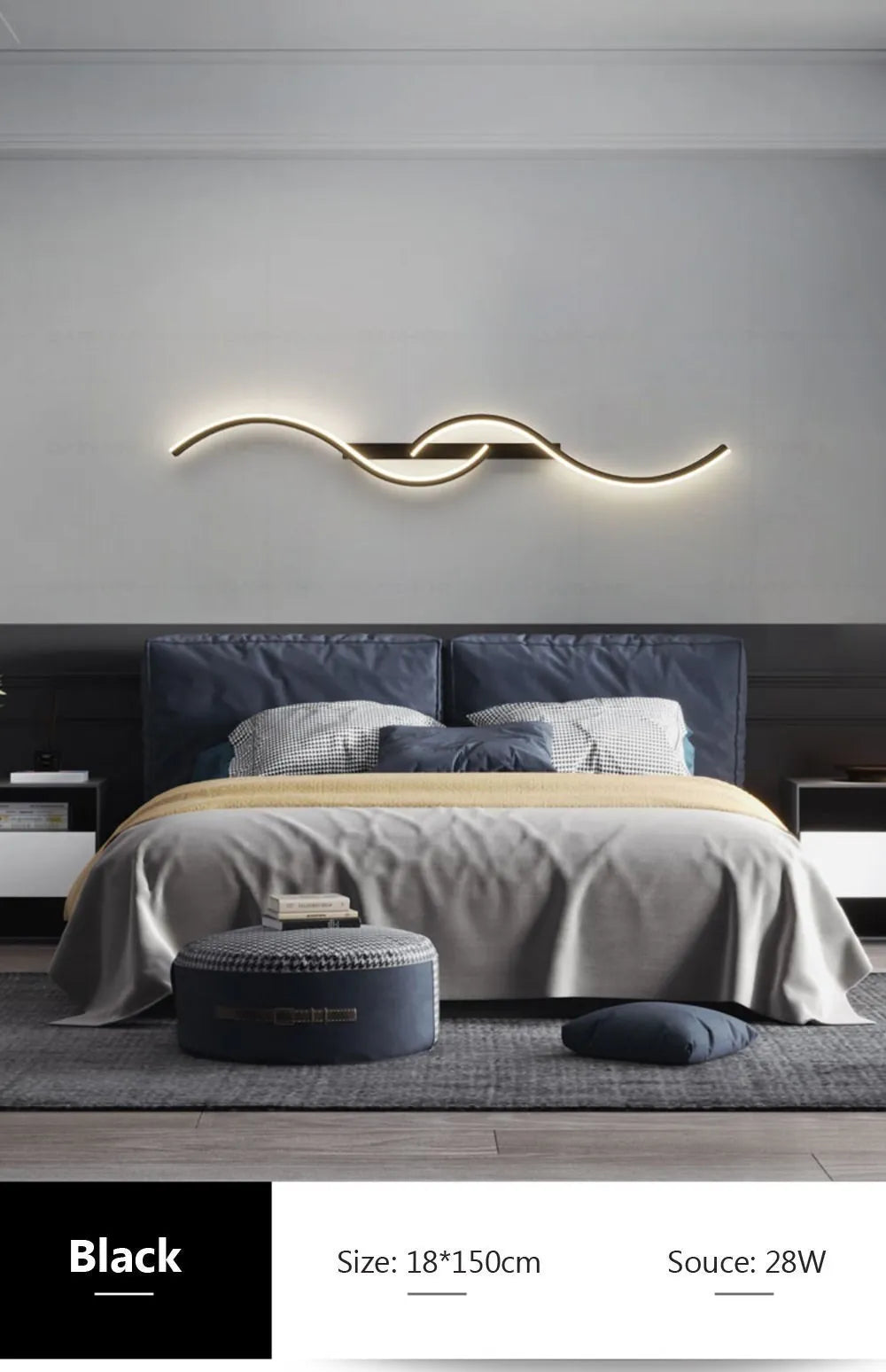 Modern LED Wall Lamp Minimalist Led Light Bedroom Bedside Long Strip