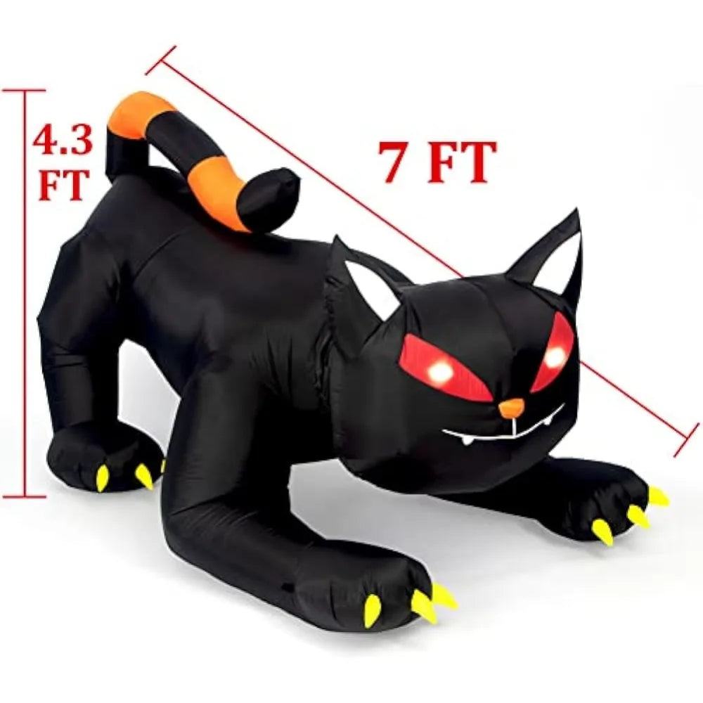 Inflatable Black Cat with LED Lights