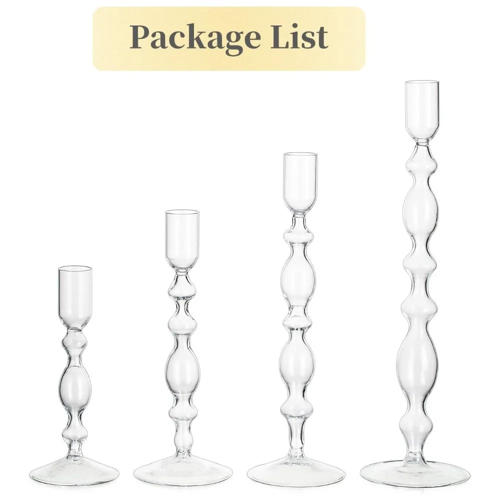 Wavy Glass Taper Candle Holders