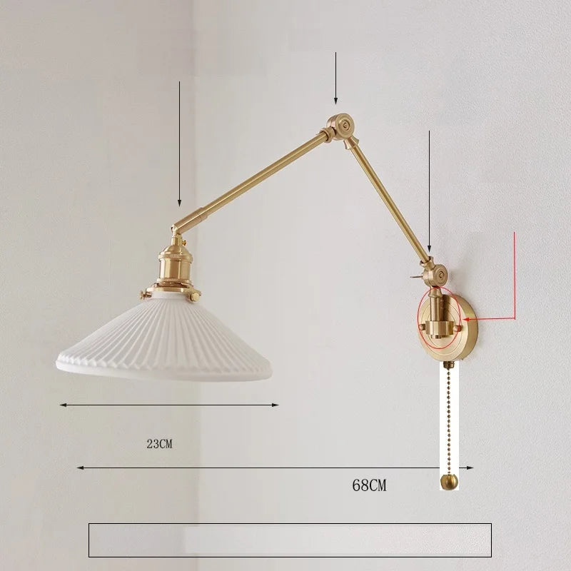 IWHD 2022 New Ceramic Copper LED Wall Lamp Beside Left And Right Rotate