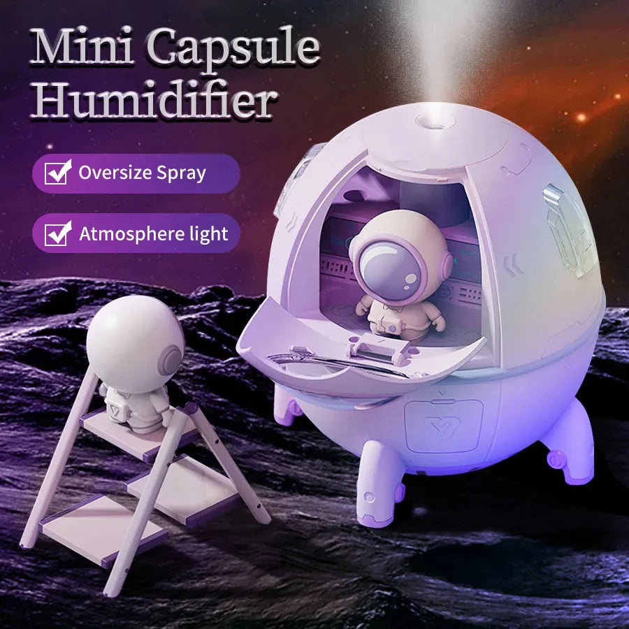 220mL Space Capsule Air Humidifier USB Plug in Rechargeable Mist