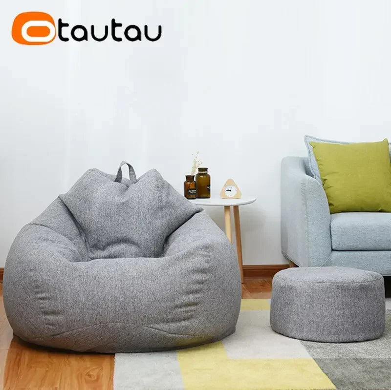 Linen Bean Bag Pouf