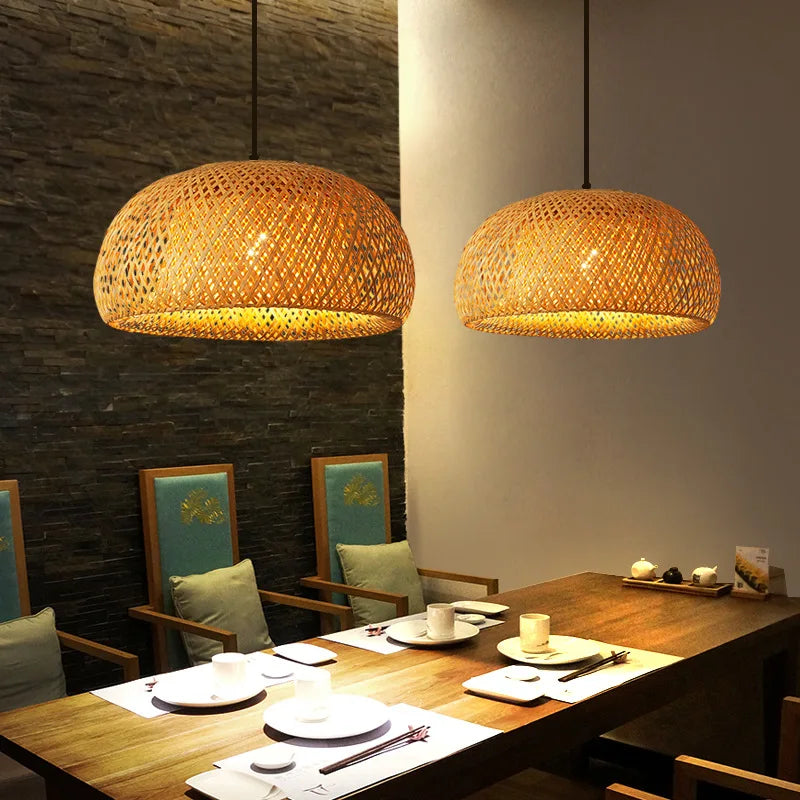 Bamboo Rattan Wicker E27 Pendant Light