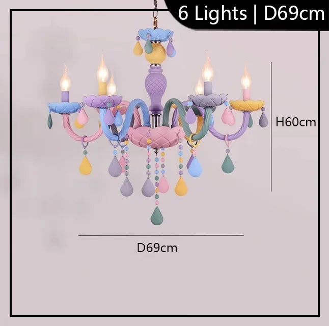 European Children Rainbow Chandelier Designer Macarone Lights Led