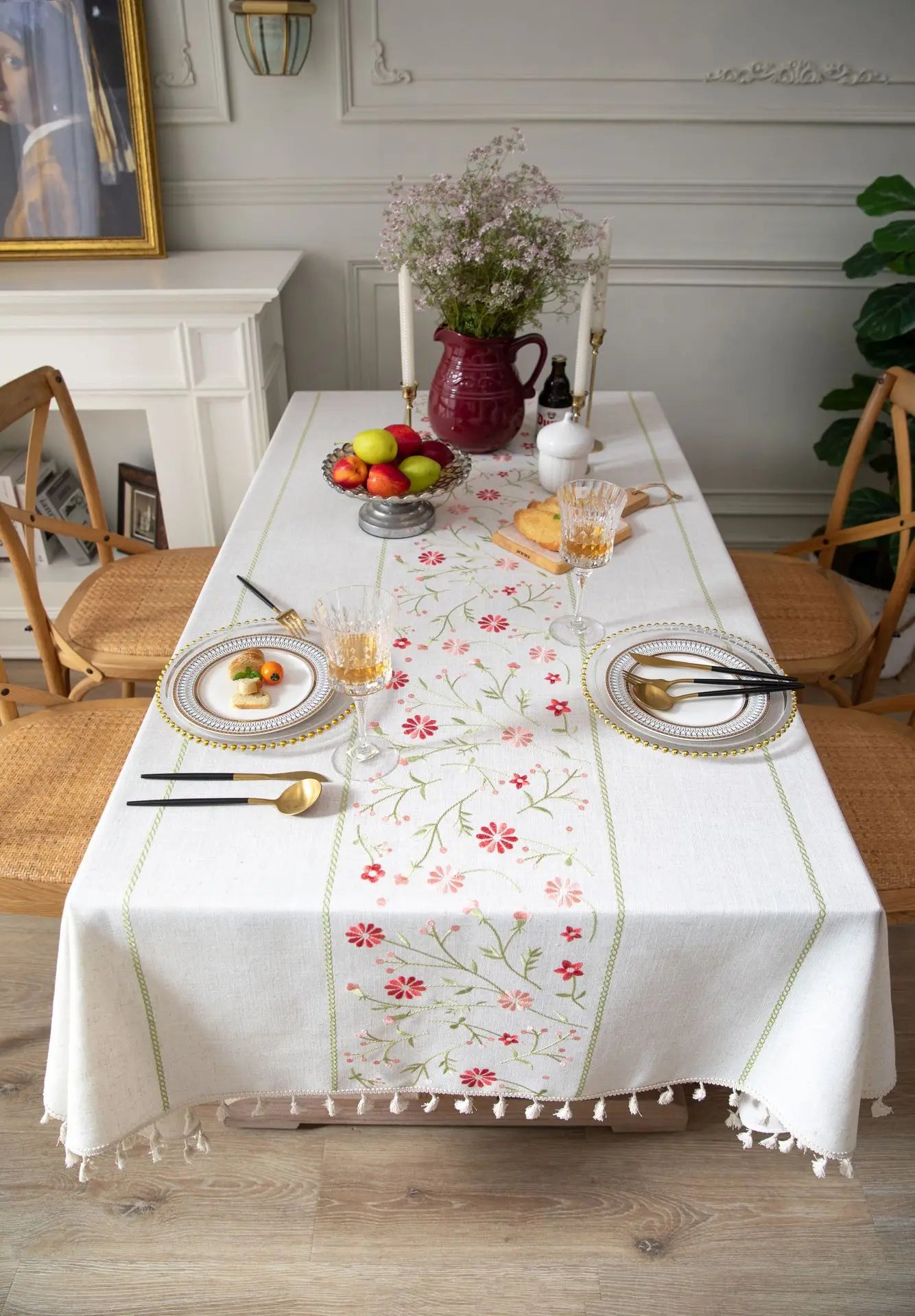 Nordic Style Tassels Cotton Linen Tablecloth,Modern Simplicity