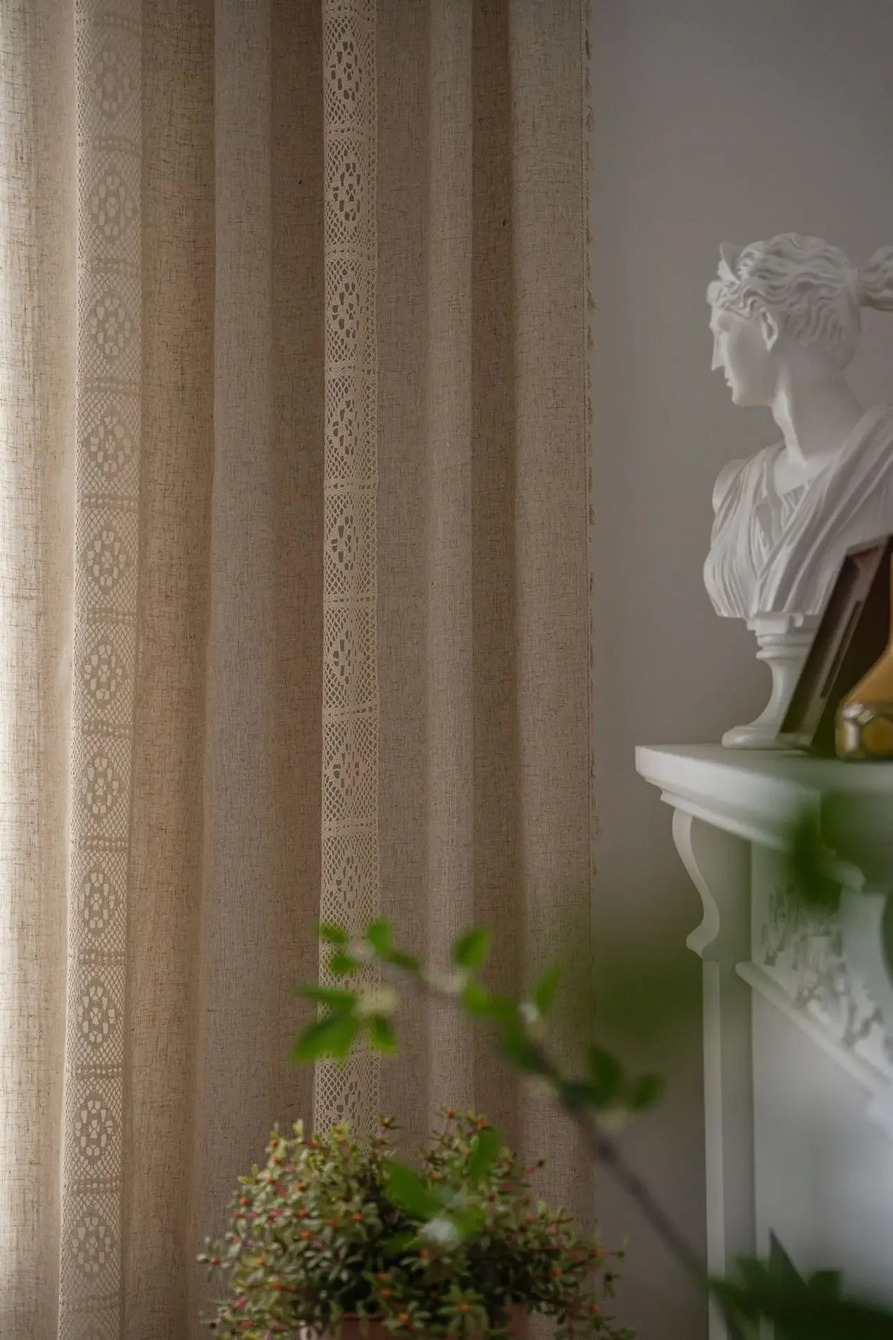 Boho Linen Tassel Curtain Panel