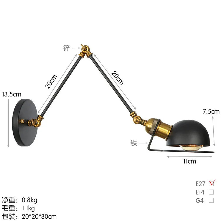 Modern Simple Adjustable Interior Led Wall Lamp White Black for Bedside