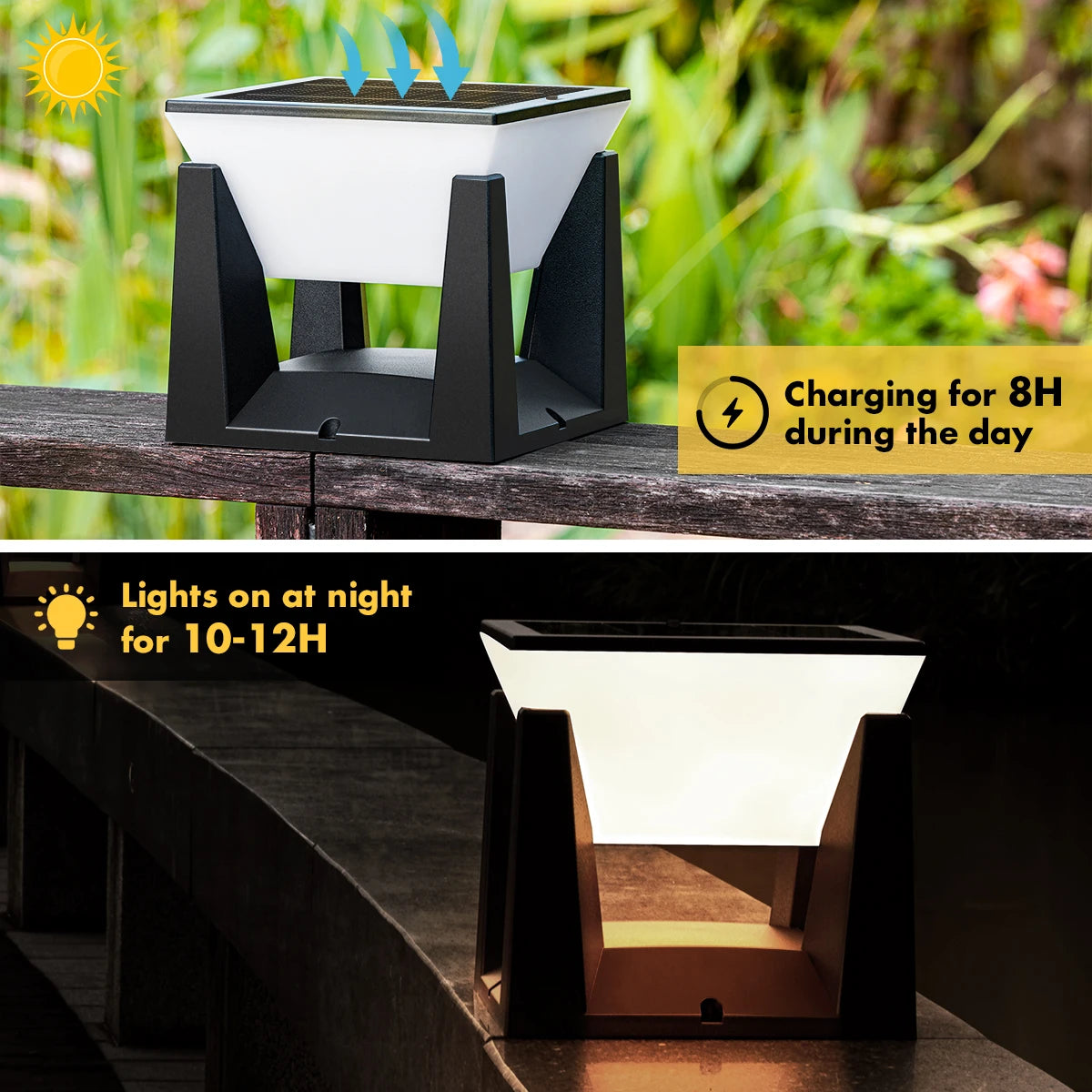 Outdoor Solar Post Light Solar Pillar Lights Modern LED Fence Deck Cap