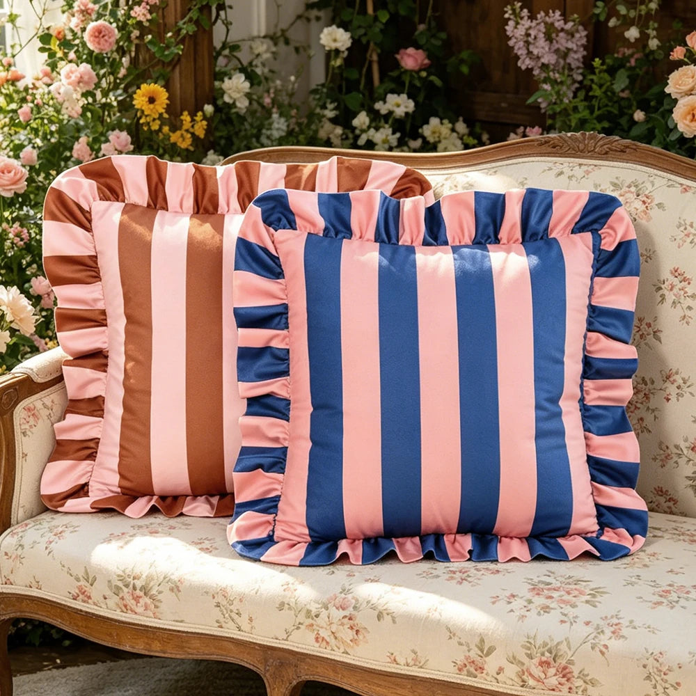 1PC Striped Lace Velvet Pillowcase 18X18Inch Pillowcases Soft Cozy