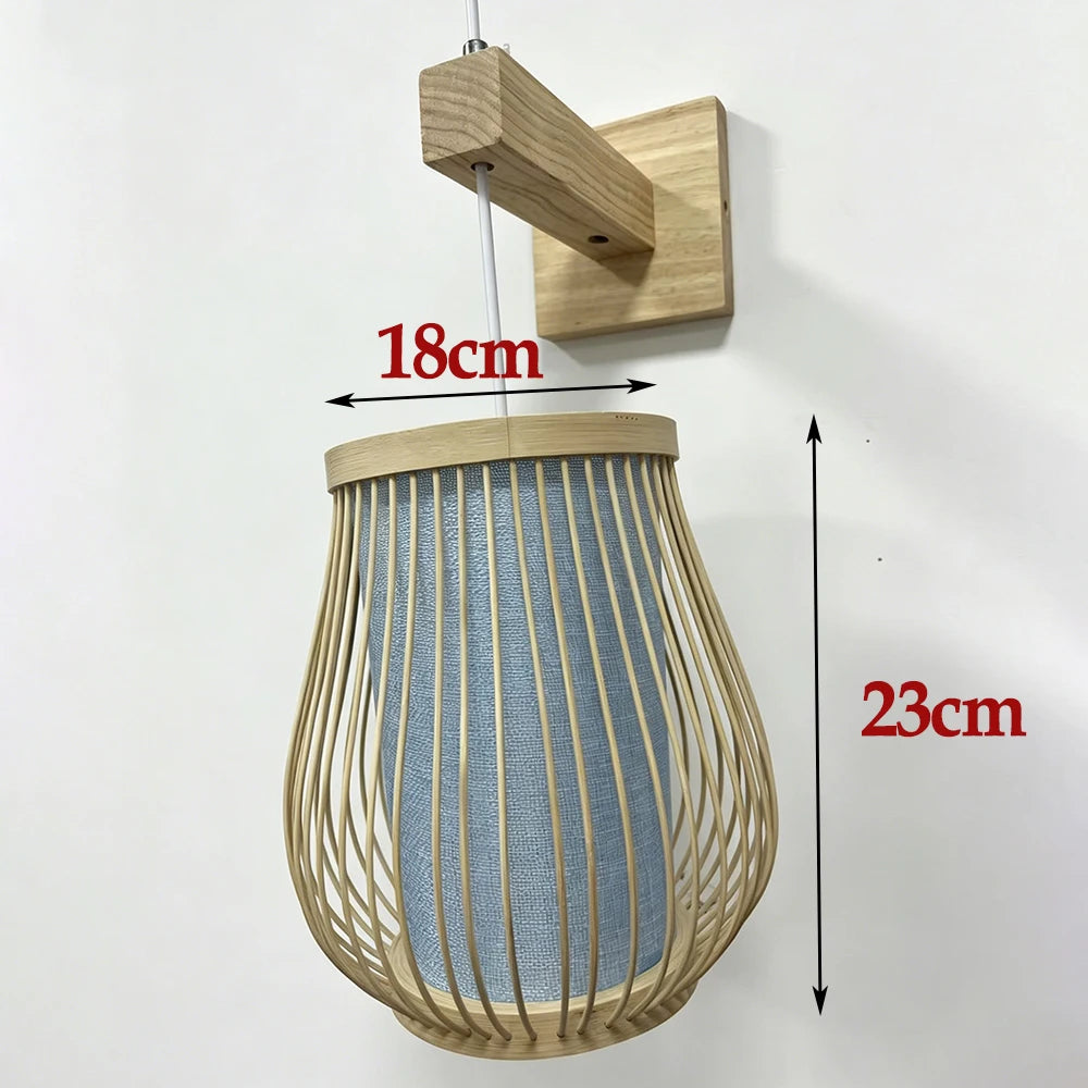 Japanese Bamboo Rattan Wall Lamp