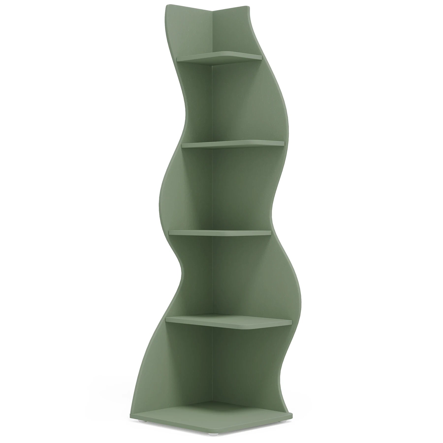 Five Tier Wavy Corner Bookshelf