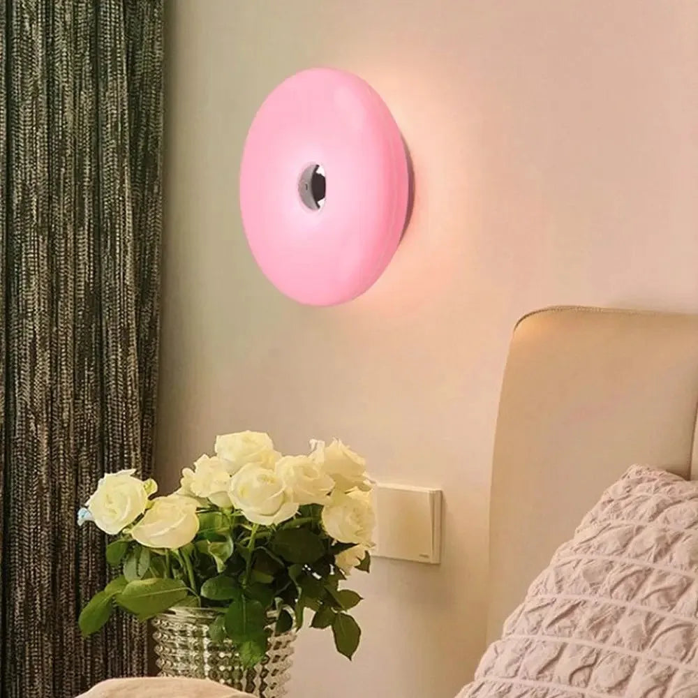 Tricolor Lighting Plastic Donut Wall Lamp Modern Energy Saving Touch