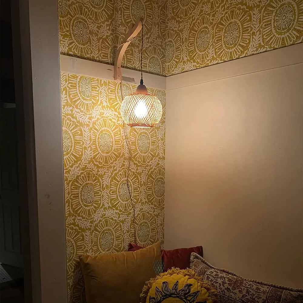 Bamboo Lantern Woven Wall Lamp
